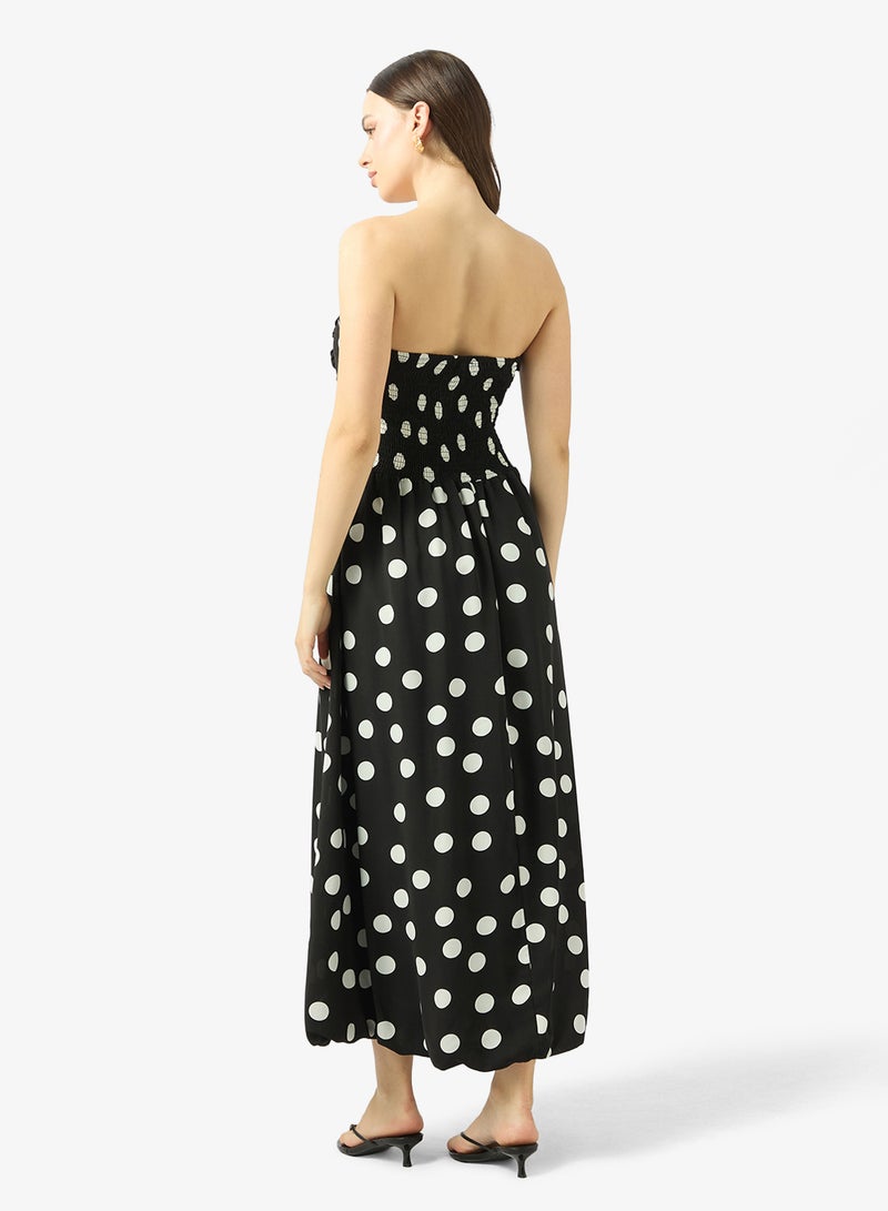 Ginger Bandeau Polka Dot A Line Dress - Image 2